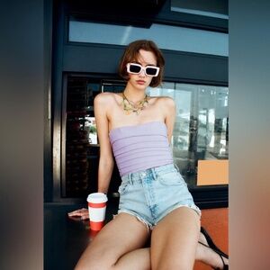 ZARA bustier crop top- Lilac size medium